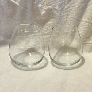 Clear Stemless Wine Glasses Set